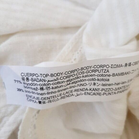 ZARA Cotton Linen Blend Boho Floral Embroidery Wrap Top Sz S - Picture 13 of 13